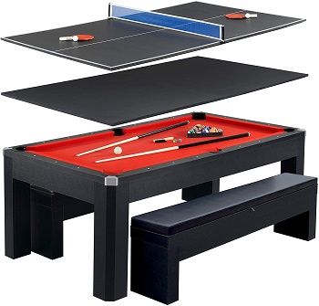 Hathaway Park Avenue 7’ Pool Table Tennis with Dining Top